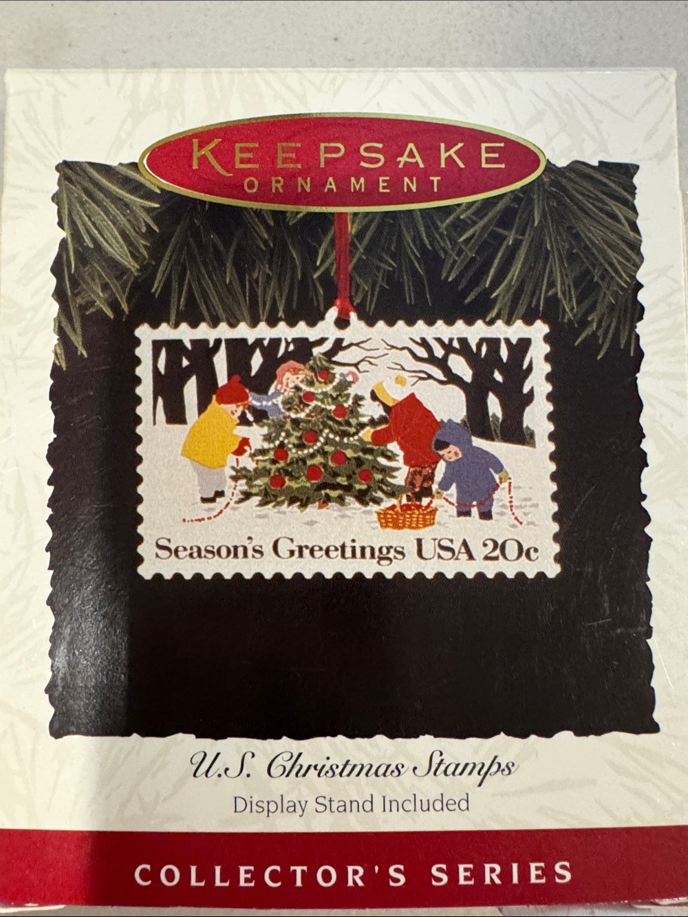 Hallmark Keepsake US Christmas Stamp Ornament with Display Stand